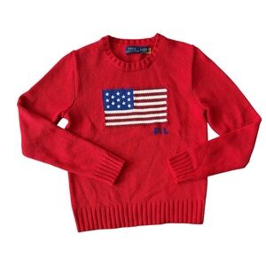 Polo by Ralph Lauren Red Sweater with Flag Design
